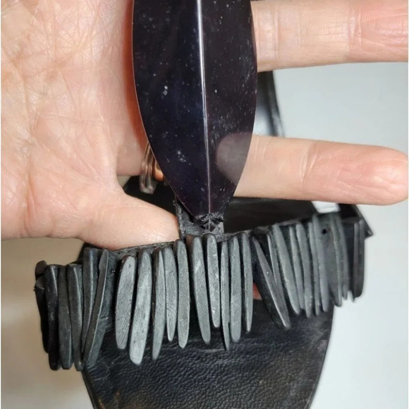 ❤️ 3 for $35 Hugo Boss fringe wood stiletto sandals high heels size 37 - Picture 10 of 13